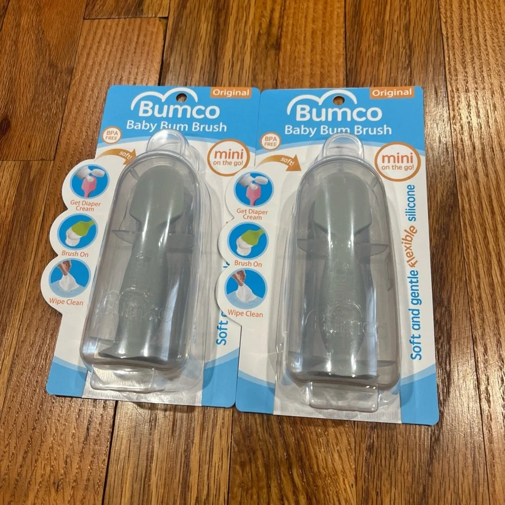 Set of 2‎ New,Bumco Mini Baby Bum Brush with Travel Case (Gray)